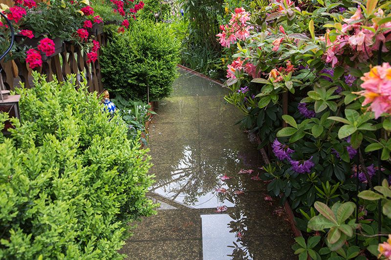 Alpingarten steht unter Wasser