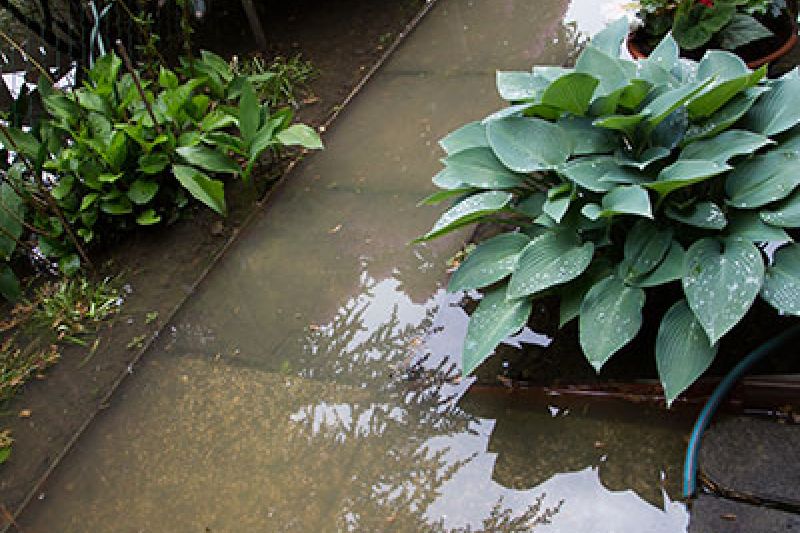 Alpingarten steht unter Wasser